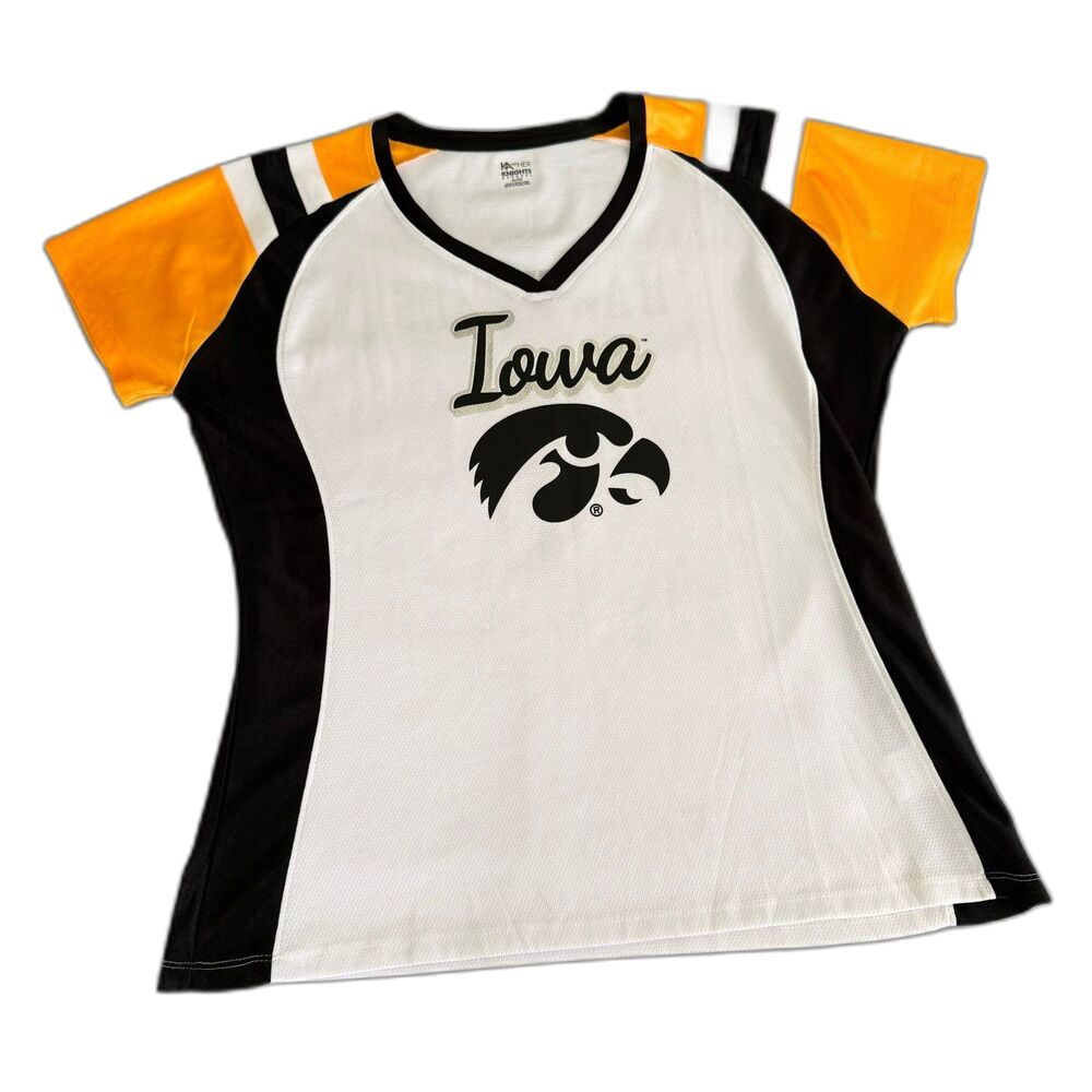 University of Iowa Hawkeyes Jersey Women's XL Silver Accents VNeck U of I Sports